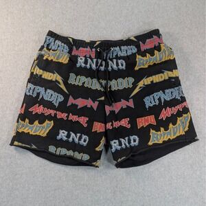 Ripndip Must Be Nice Metal Logo Sweat Shorts Mens Medium Black Heavy Metal Print
